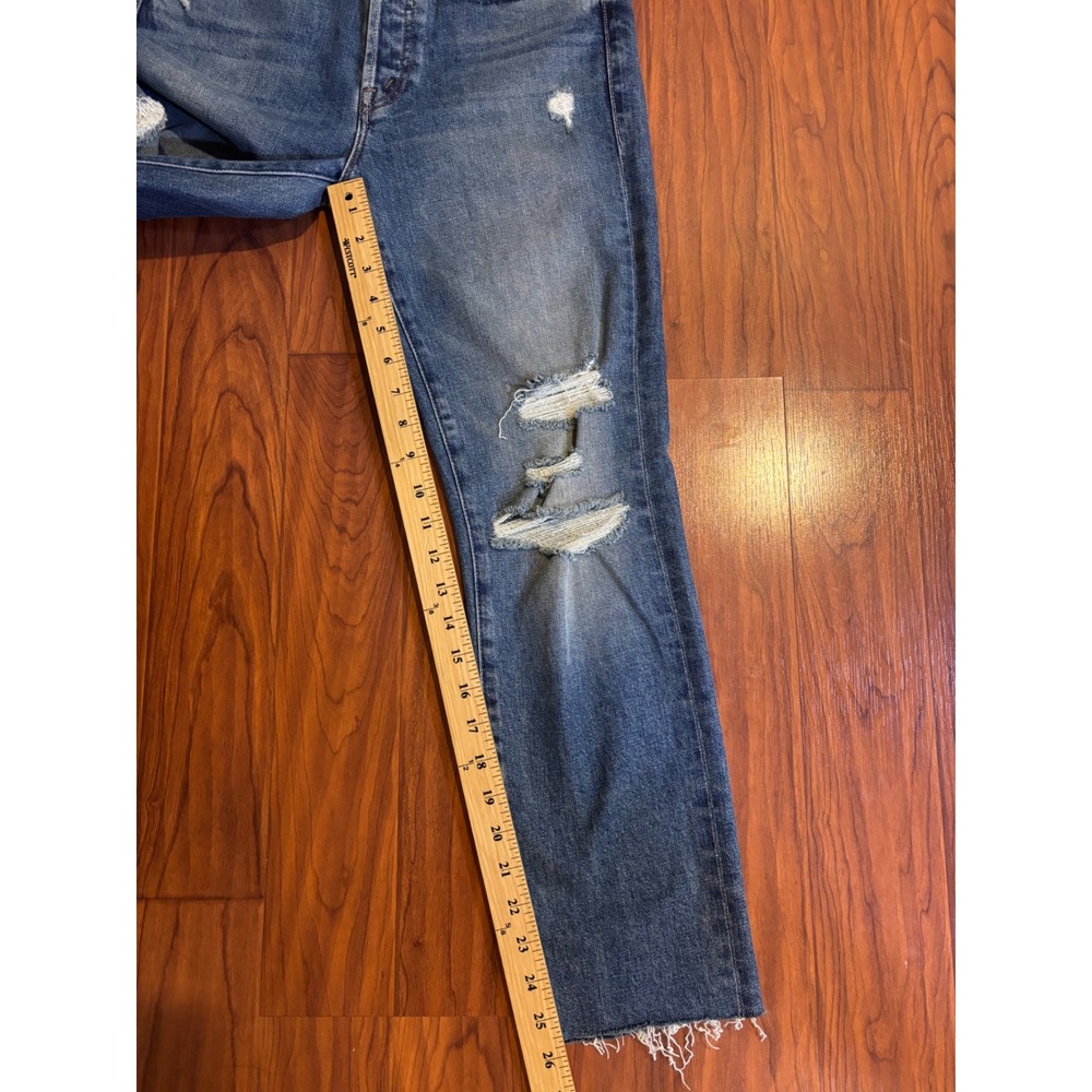Mother The Trickster Skimp Fray Jeans Till Seeker Distressed Straight Leg 24 - Picture 2 of 8